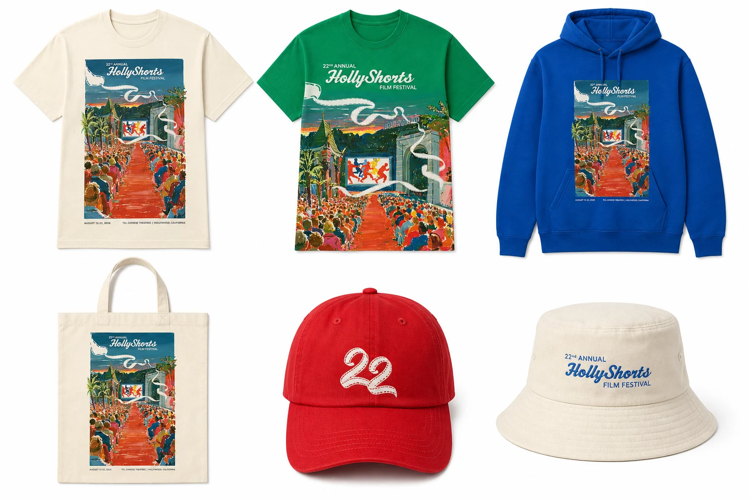 Merch designs with the poster art
