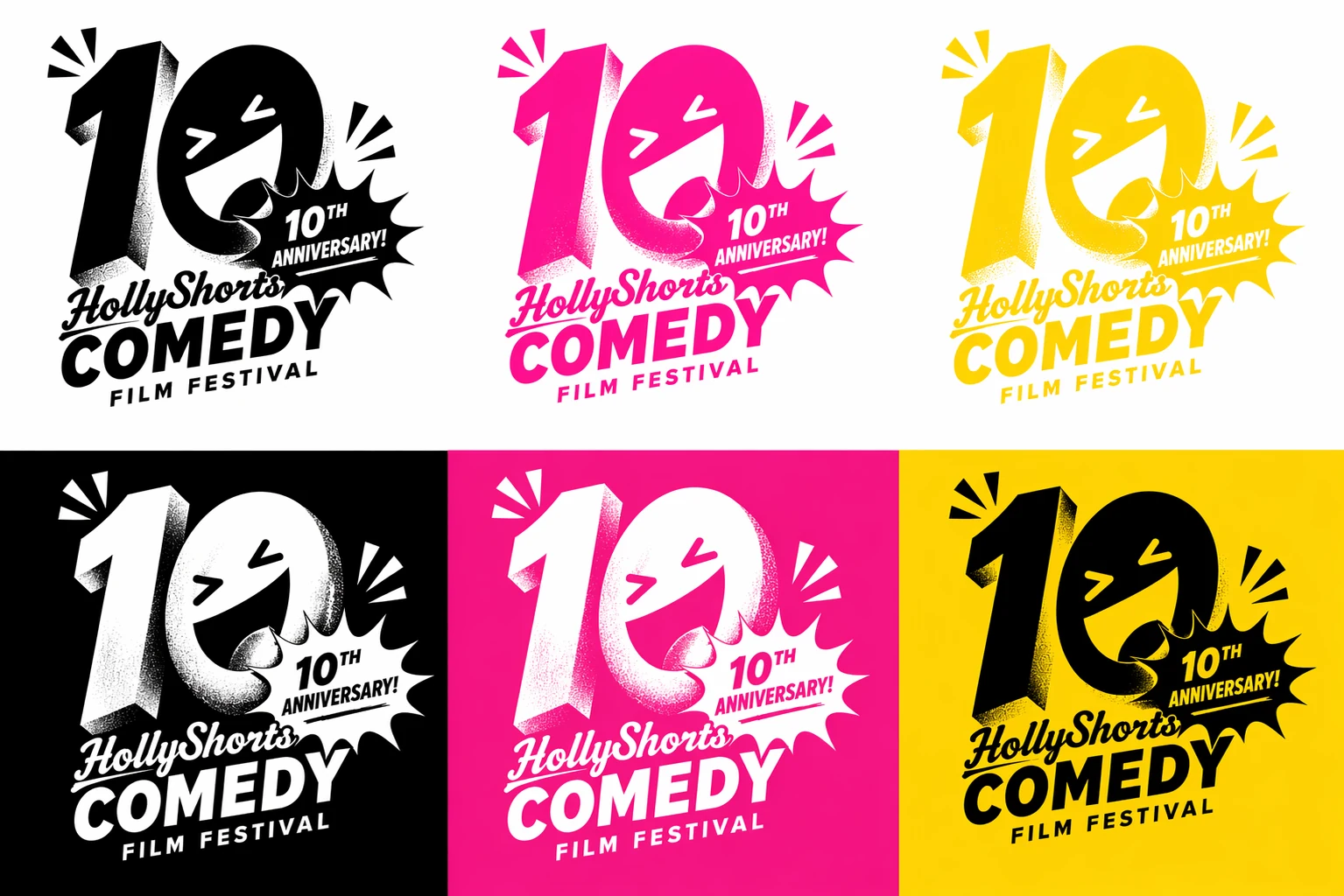 The 10th anniversary logo in its colourways