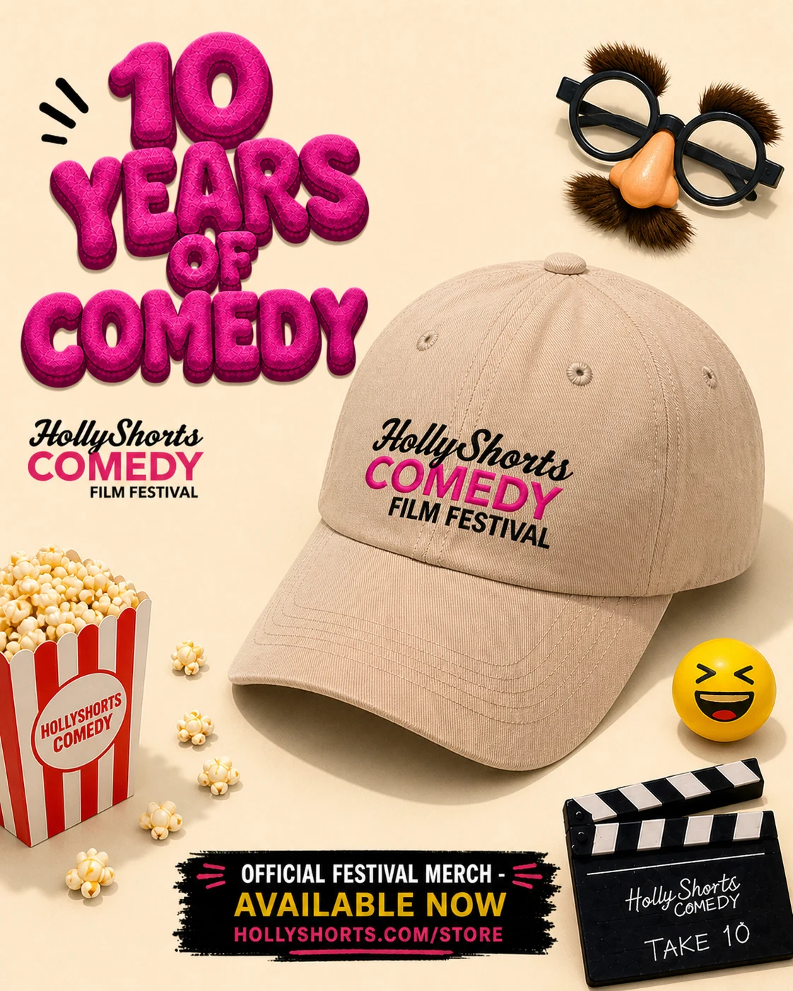 10 Years of Comedy hat ad