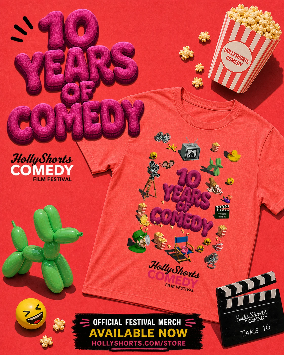 10 Years of Comedy shirt ad