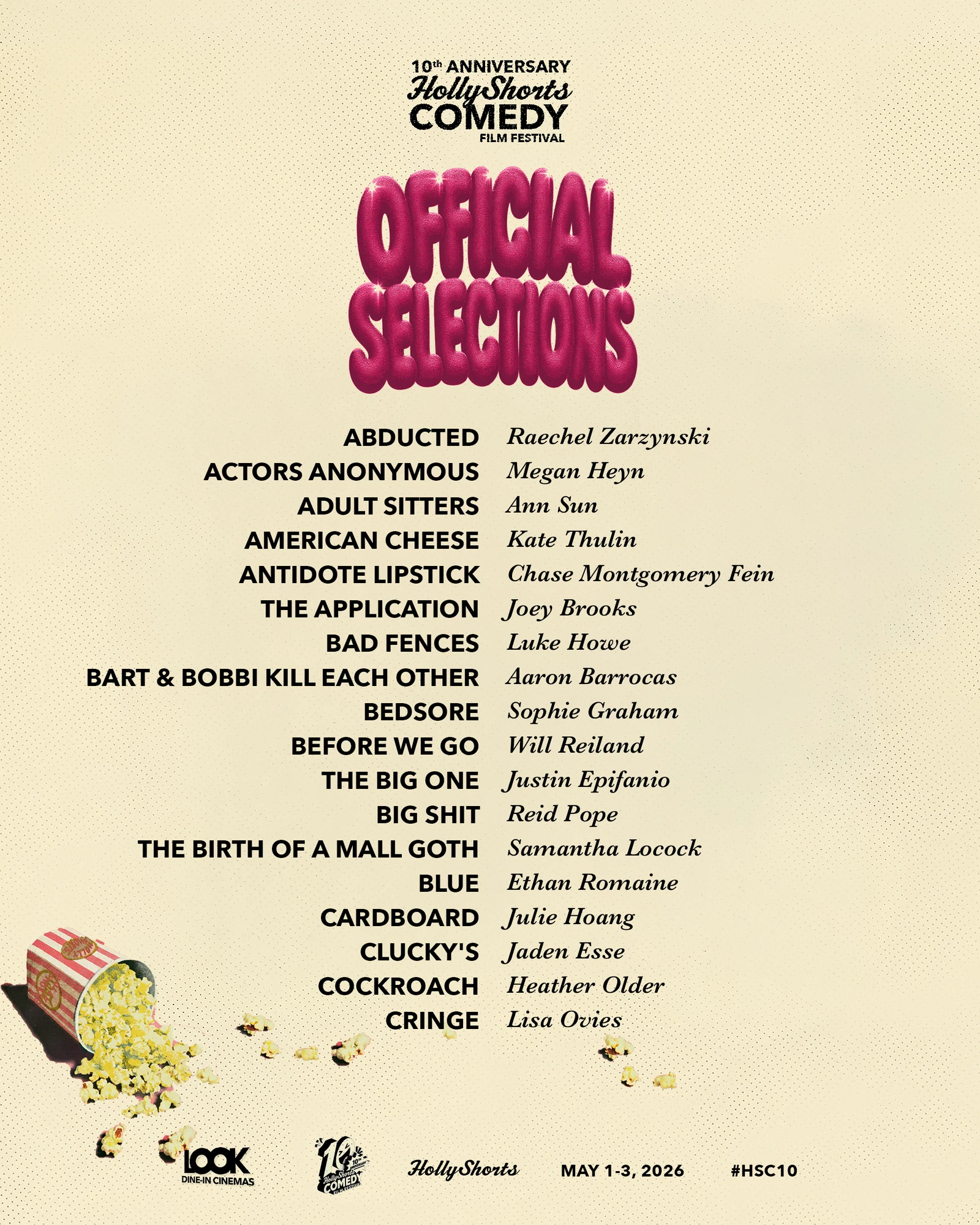 Official selections list