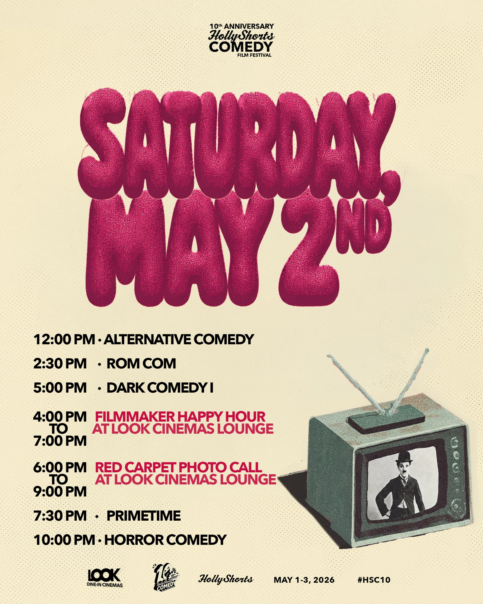 Saturday, May 2 screening schedule