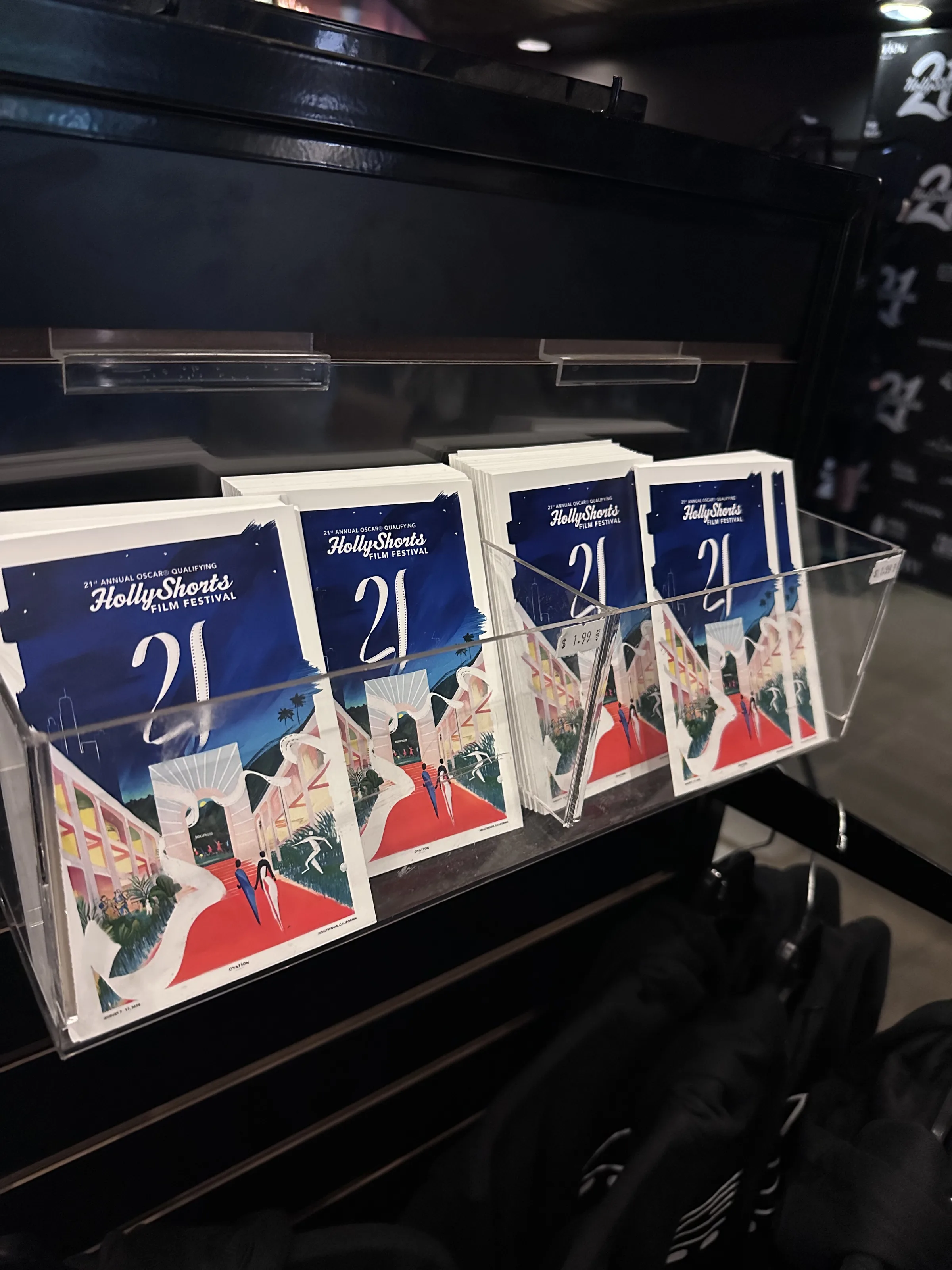 HollyShorts printed postcards on display
