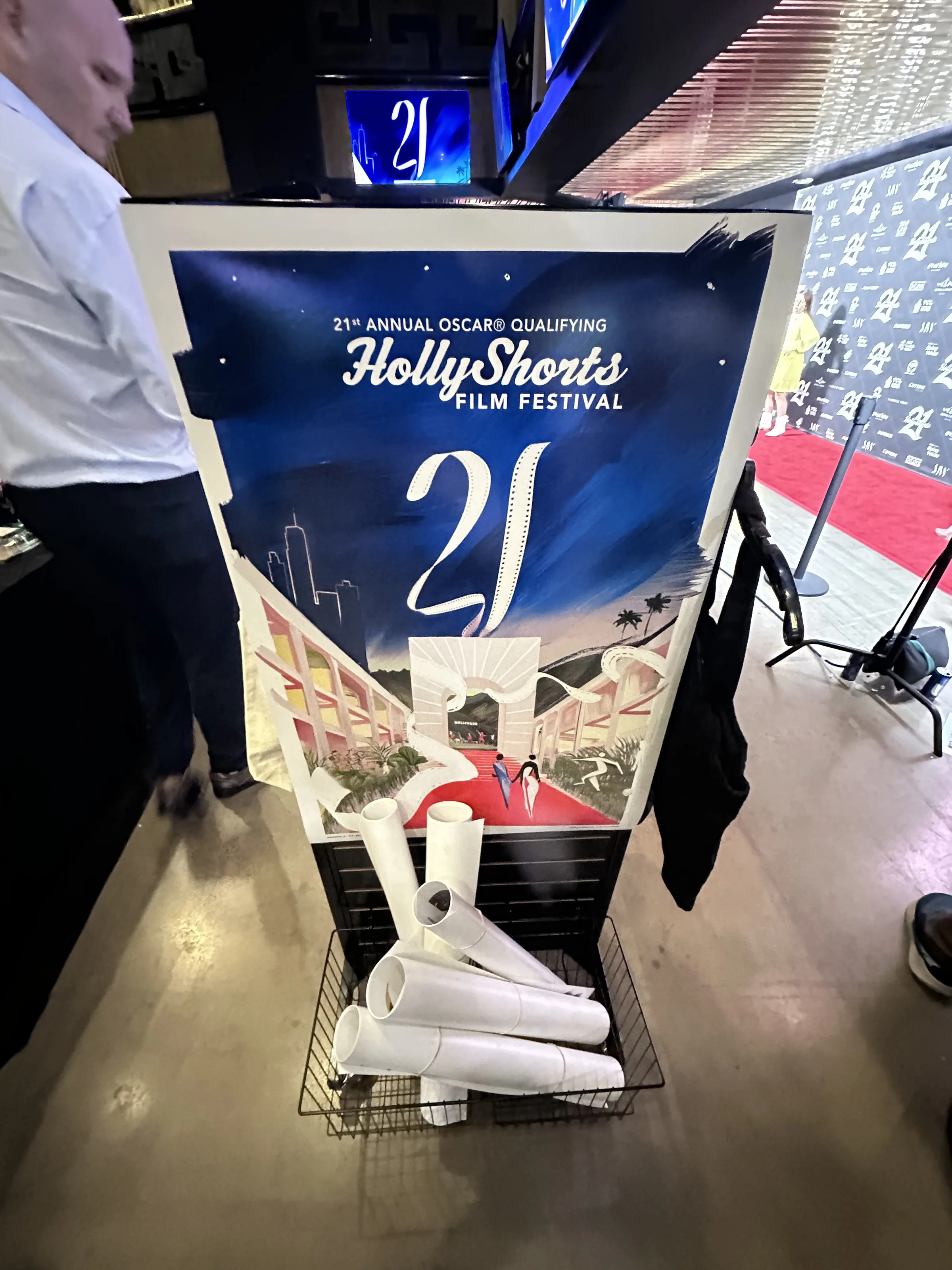 Merch and poster on display