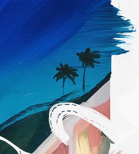Detail — palm trees in the distance