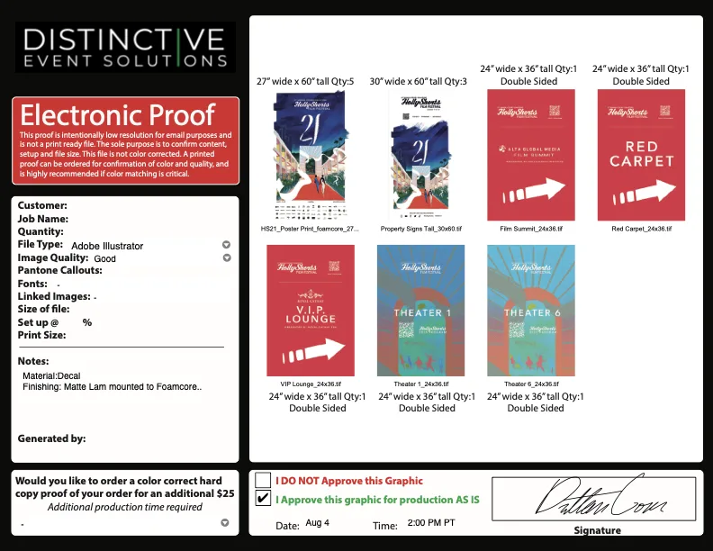 Electronic proof from Distinctive Event Solutions