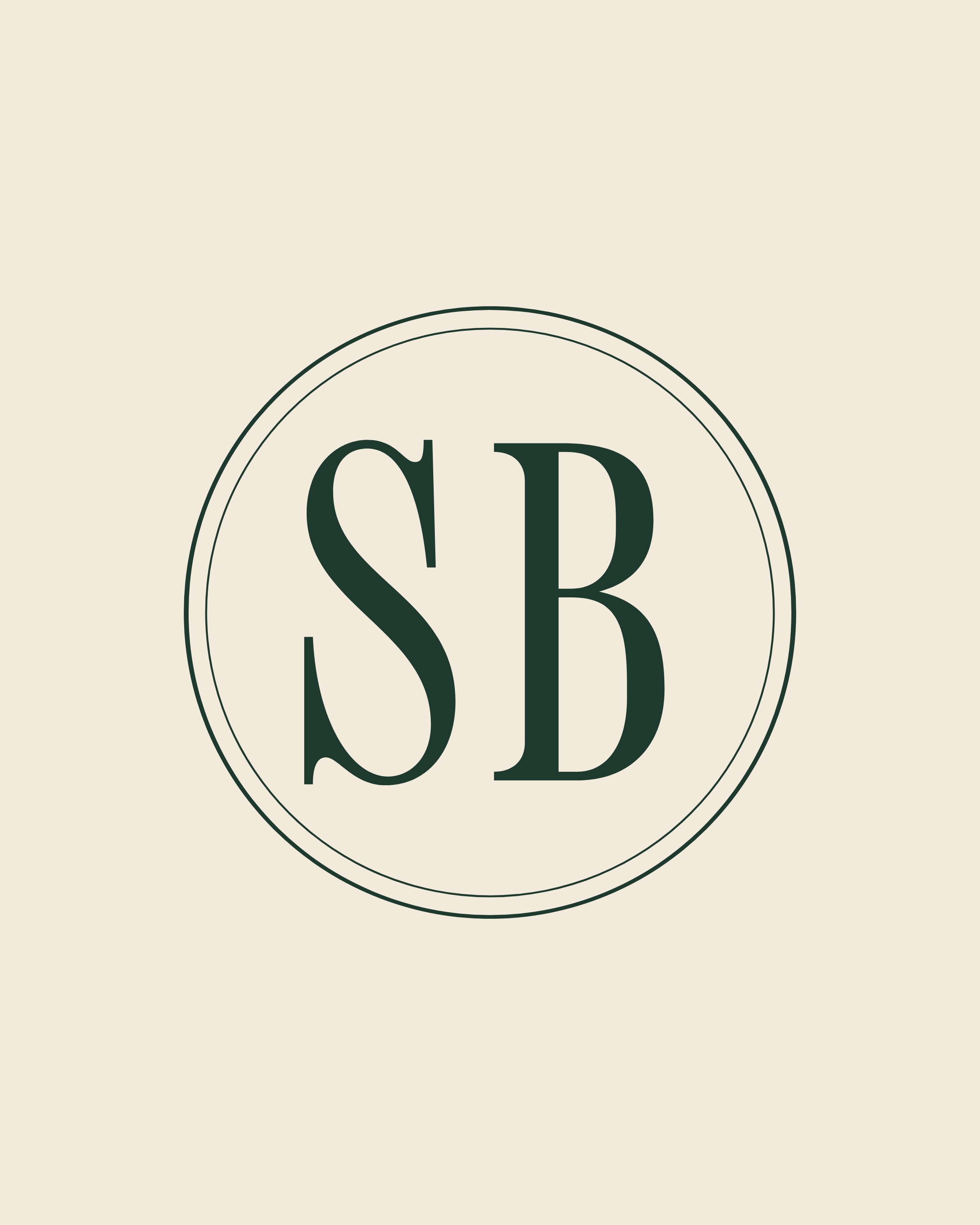 The SB monogram inside the seal's two rings.