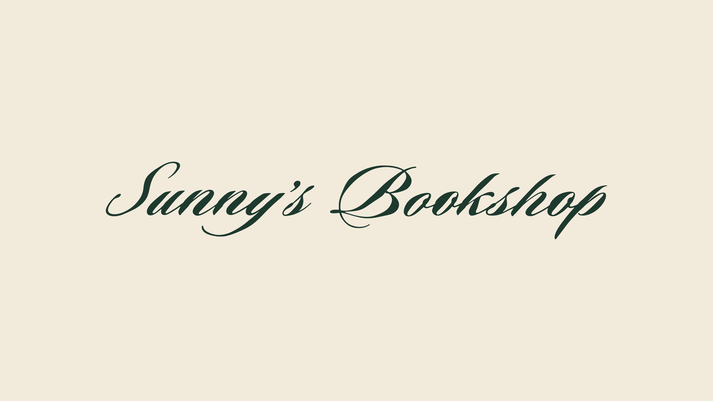 The Sunny's Bookshop signature in green script on vellum.