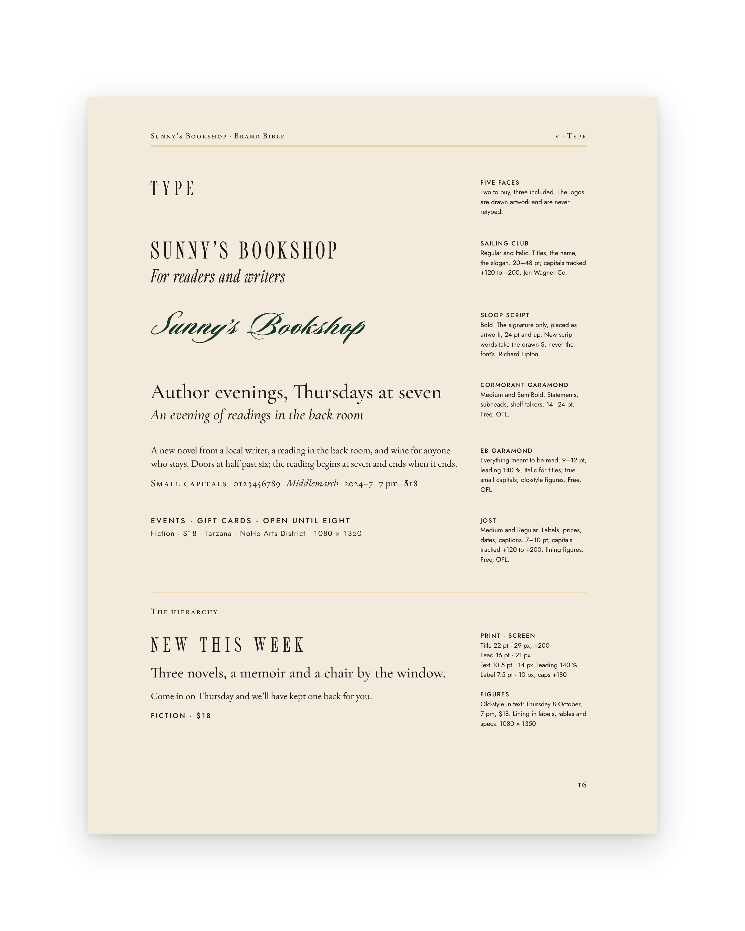 Brand Bible page: type.