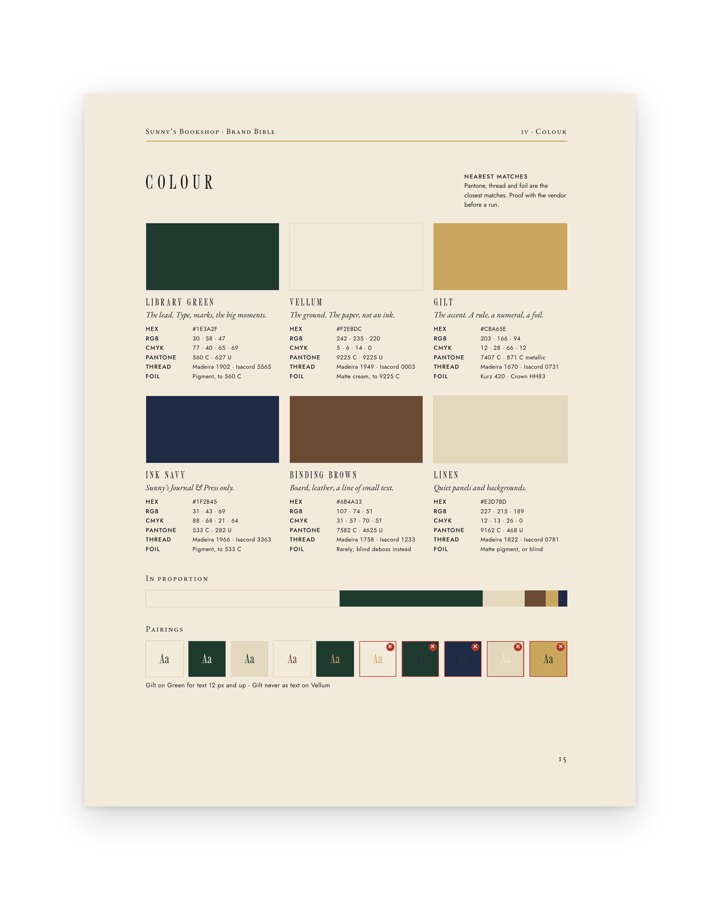 Brand Bible page: colour.