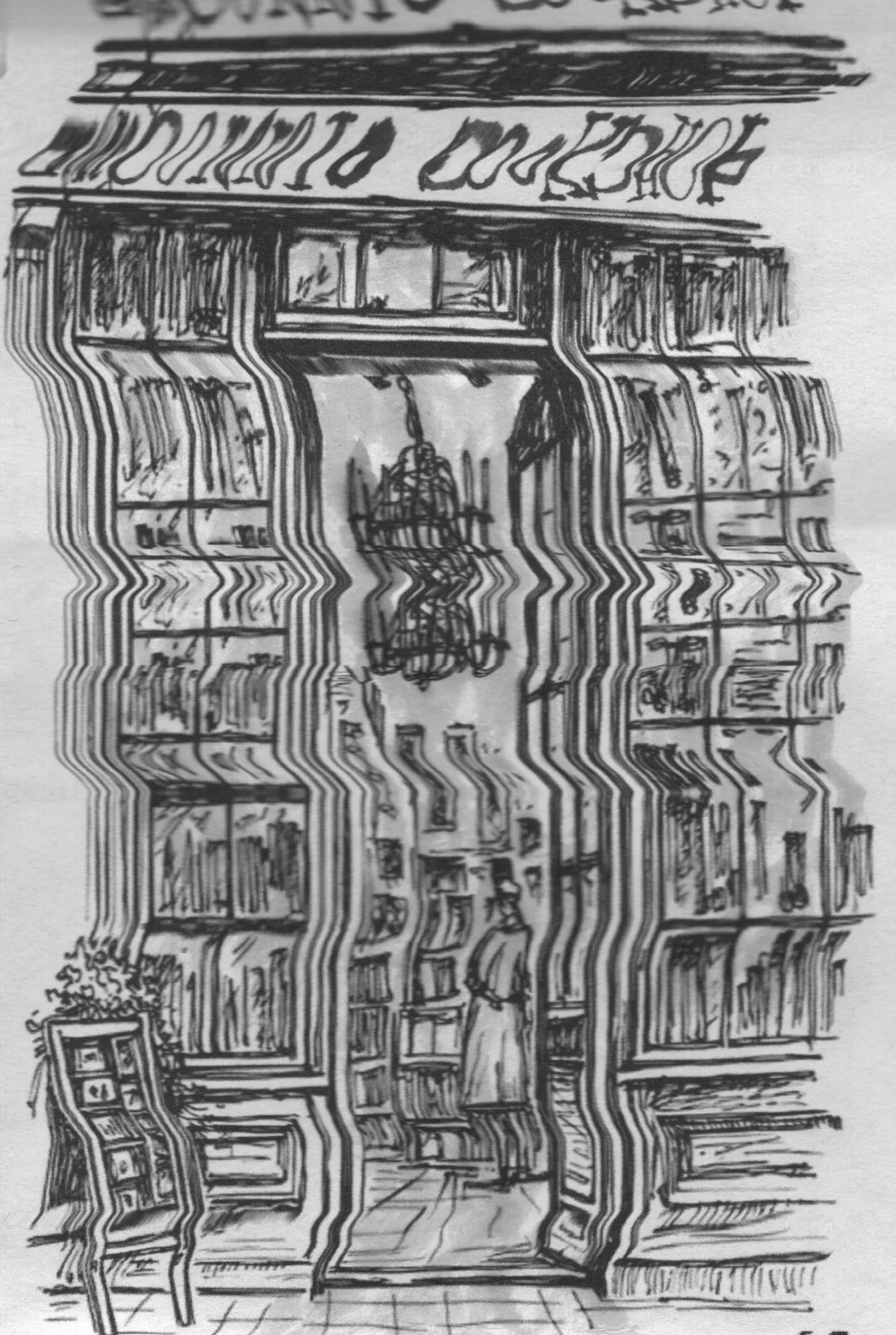 Detailed ink storefront study