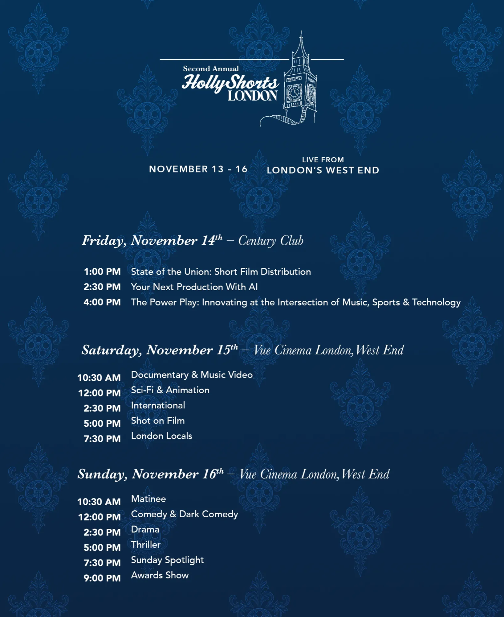 Festival schedule